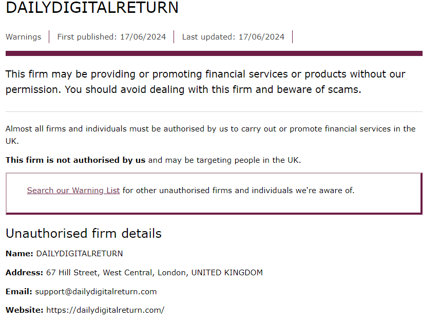 Daily Digital Return скам