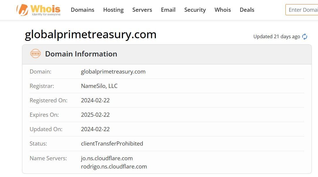 проверка домена GlobalPrimeTreasury