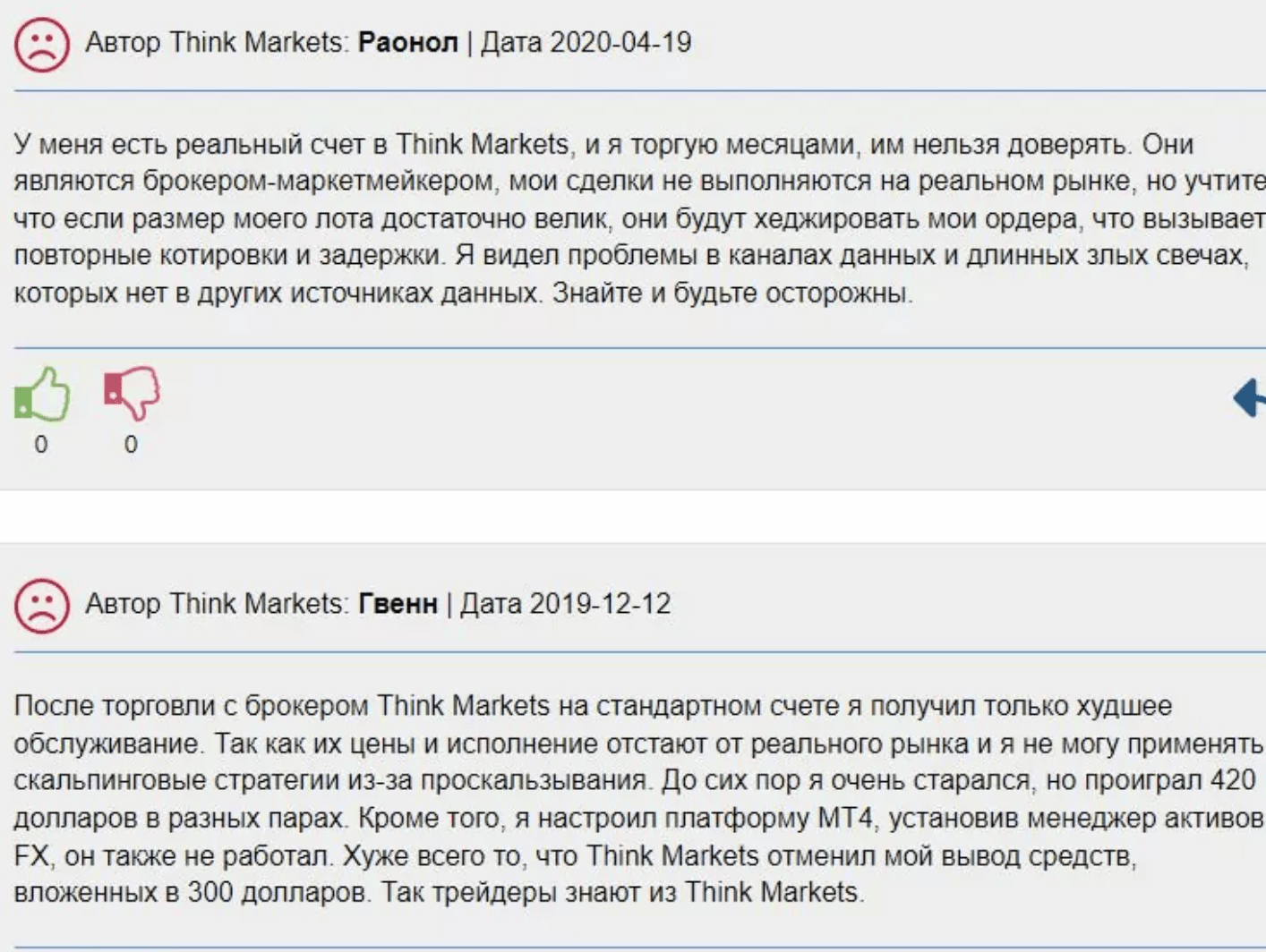 отзывы ThinkMarkets